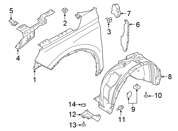 Diagram FENDER & COMPONENTS. for your 2019 Lincoln MKZ Reserve I Sedan  