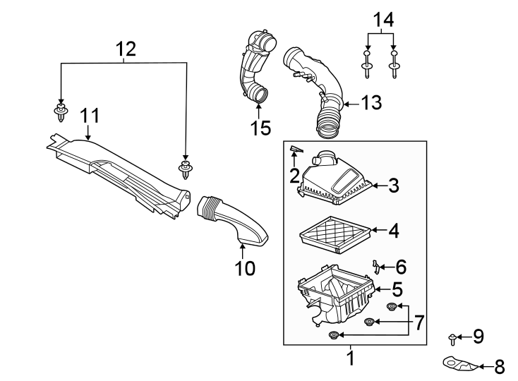 Diagram ENGINE / TRANSAXLE. AIR INTAKE. for your 2019 Ford Escape   