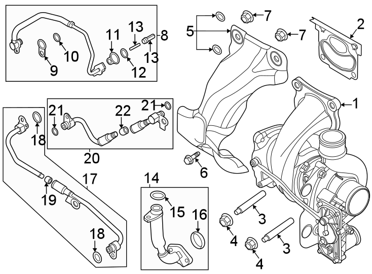 Diagram ENGINE / TRANSAXLE. TURBOCHARGER & COMPONENTS. for your 1984 Ford Bronco   