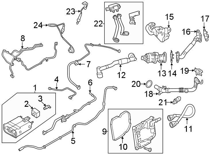 Diagram Emission system. Emission components. for your Ford Ranger  