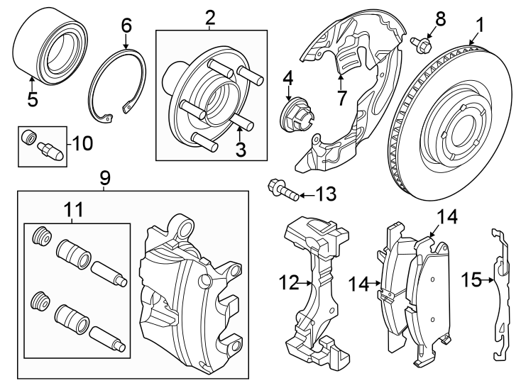 Diagram FRONT SUSPENSION. BRAKE COMPONENTS. for your 2018 Lincoln MKZ   