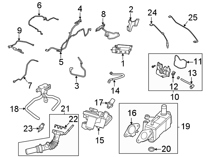 Diagram Emission system. Emission components. for your 2014 Ford Fusion   