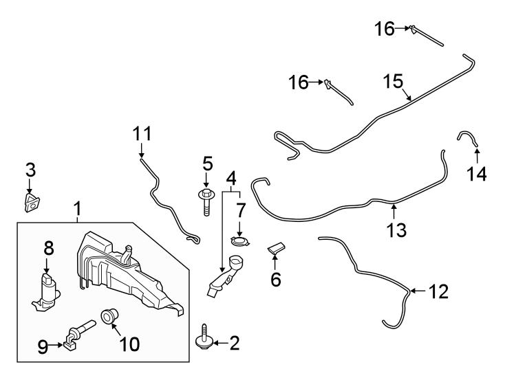 Diagram WINDSHIELD. WIPER & WASHER COMPONENTS. for your 2015 Lincoln MKZ   