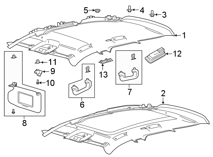 Diagram ROOF. INTERIOR TRIM. for your 2006 Ford F-150 5.4L Triton V8 A/T 4WD FX4 Extended Cab Pickup Stepside 