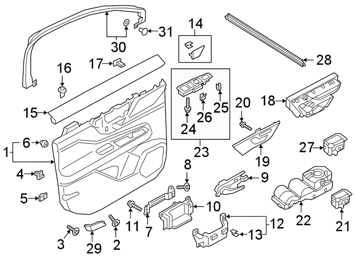 Diagram Front door. Interior trim. for your Lincoln Corsair  