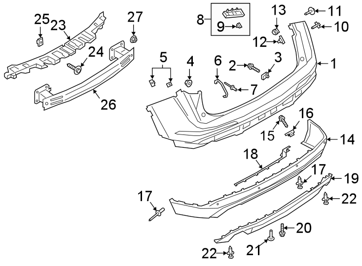 REAR BUMPER. BUMPER & COMPONENTS. Diagram