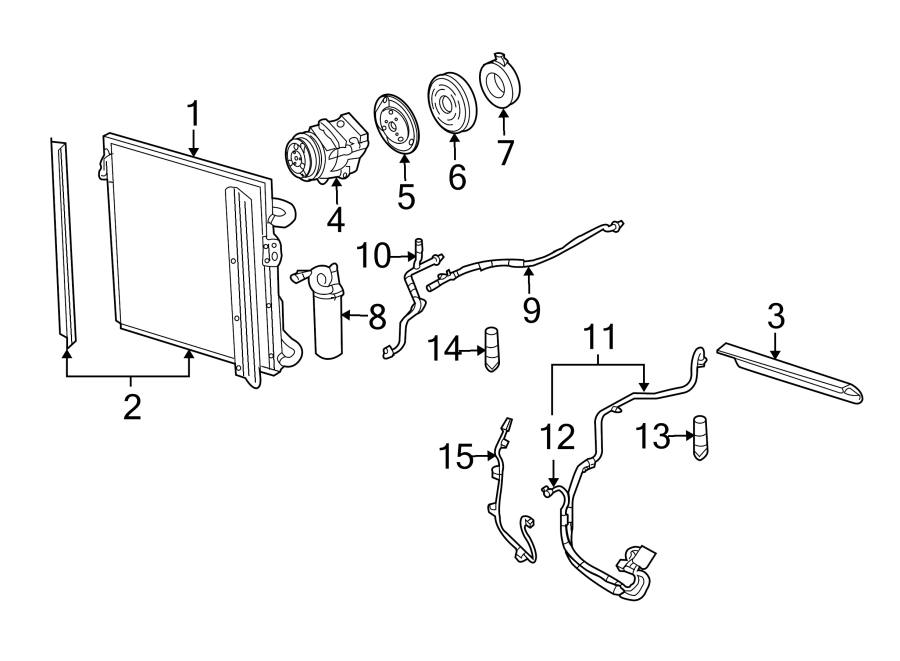 Diagram AIR CONDITIONER & HEATER. COMPRESSOR & LINES. for your 2003 Ford Ranger  XLT Extended Cab Pickup Stepside 