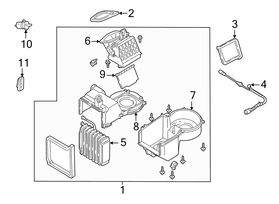 Diagram AIR CONDITIONER & HEATER. EVAPORATOR COMPONENTS. for your Ford Escape  