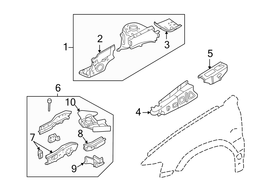 Diagram FENDER. STRUCTURAL COMPONENTS & RAILS. for your 2017 Lincoln MKZ Reserve Sedan 3.0L EcoBoost V6 A/T AWD 