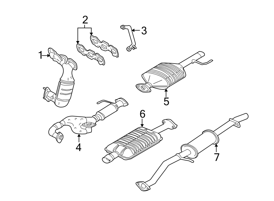 Diagram EXHAUST SYSTEM. EXHAUST COMPONENTS. for your Mercury Mariner  