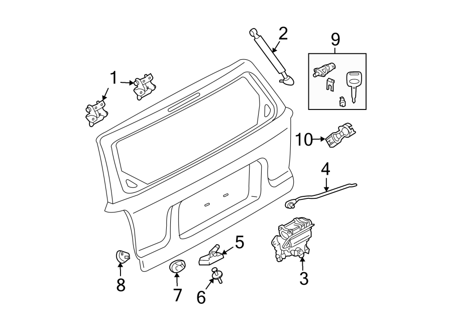 Diagram LIFT GATE. LOCK & HARDWARE. for your 2005 Ford Focus   