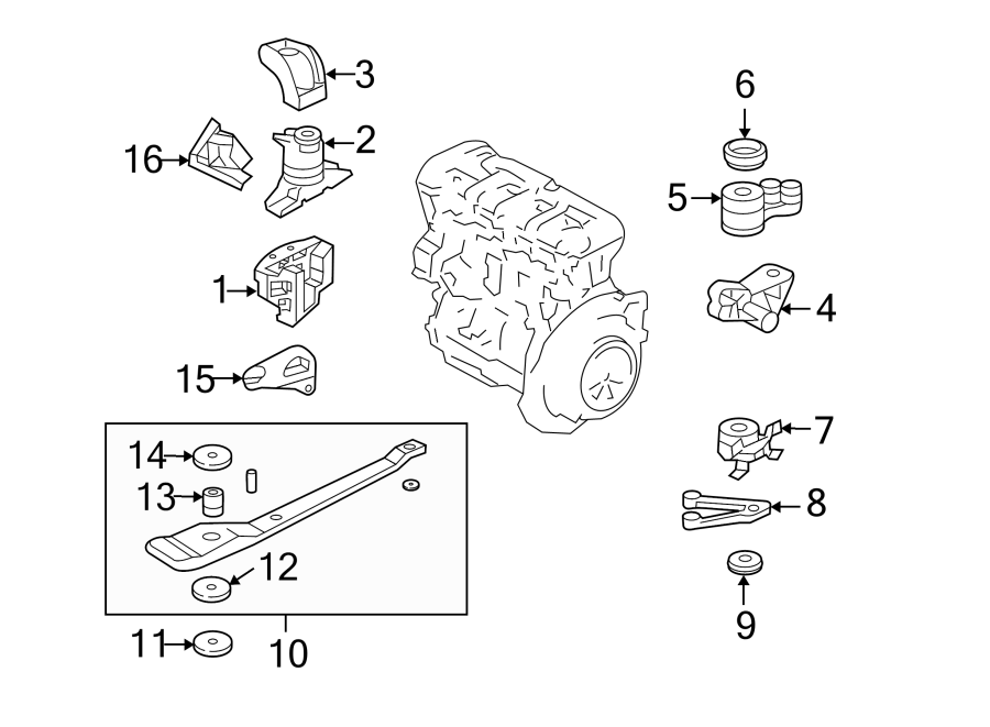 Diagram ENGINE / TRANSAXLE. ENGINE & TRANS MOUNTING. for your Ford Escape  