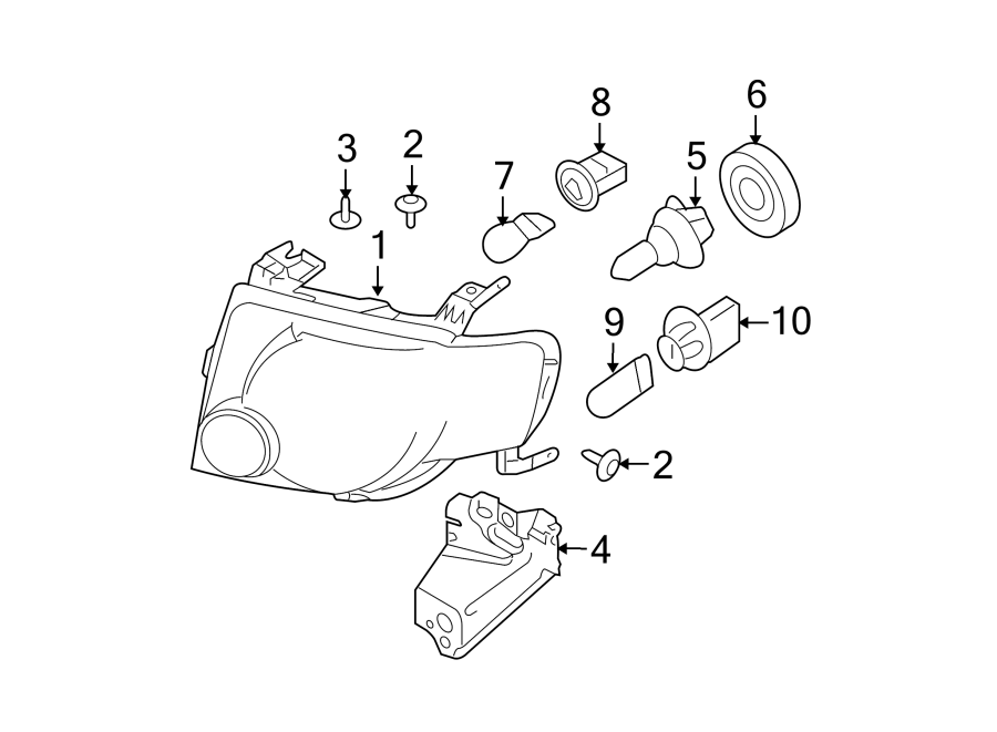 Diagram FRONT LAMPS. HEADLAMP COMPONENTS. for your 2002 Ford F-150  Harley-Davidson Edition Crew Cab Pickup Fleetside 