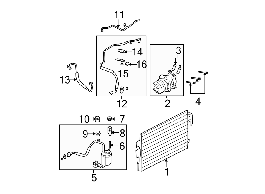 Diagram AIR CONDITIONER & HEATER. COMPRESSOR & LINES. for your 2024 Ford F-150  STX Extended Cab Pickup Fleetside 