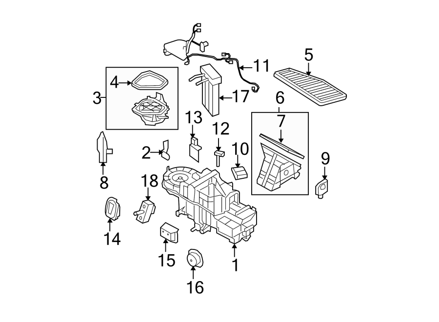 Diagram AIR CONDITIONER & HEATER. EVAPORATOR COMPONENTS. for your Mercury Grand Marquis  