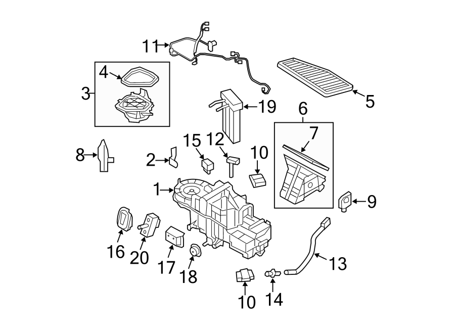 Diagram AIR CONDITIONER & HEATER. EVAPORATOR COMPONENTS. for your 2023 Ford Expedition   