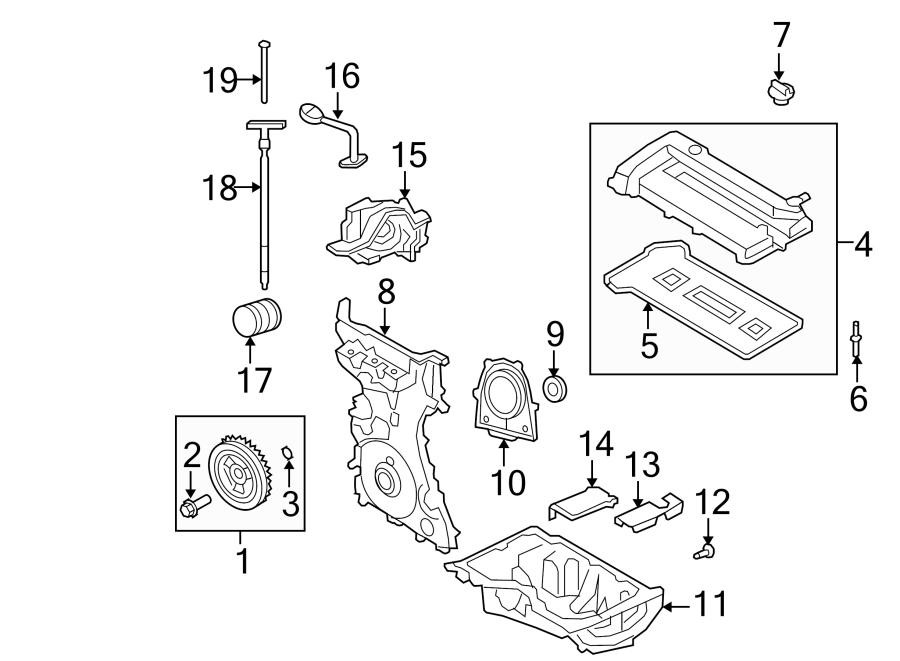 Diagram ENGINE / TRANSAXLE. ENGINE PARTS. for your 1999 Ford F-150 4.2L Triton V6 A/T RWD Base Extended Cab Pickup Fleetside 