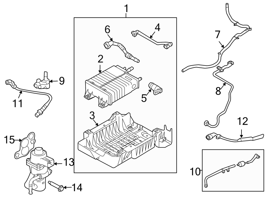 Diagram EMISSION SYSTEM. EMISSION COMPONENTS. for your 2023 Ford Escape   