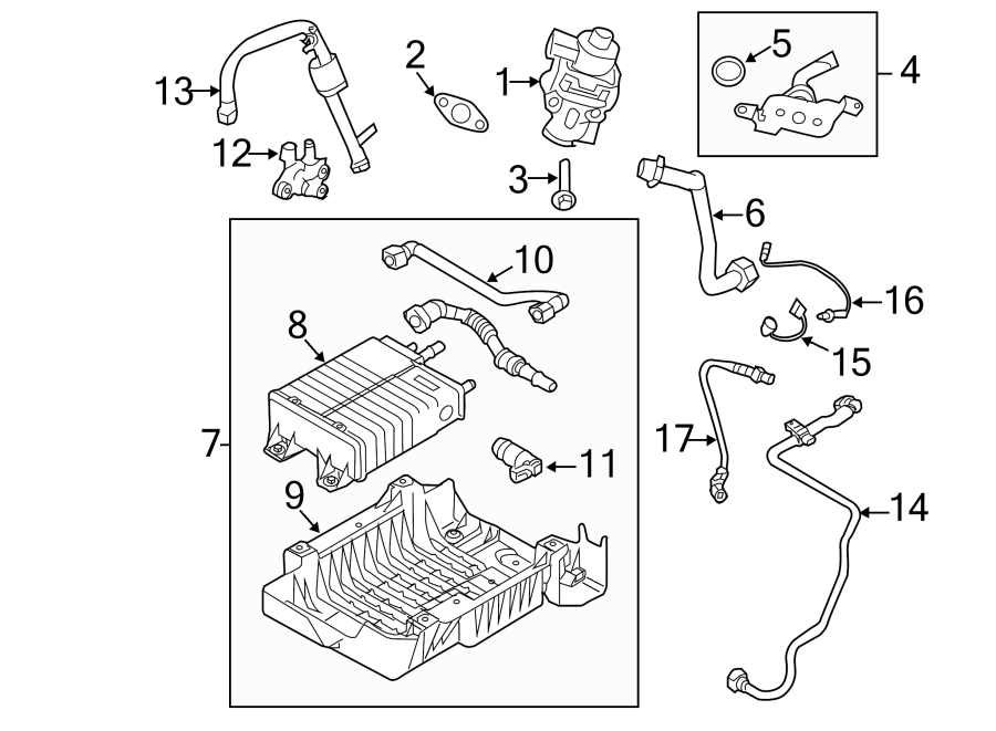 Diagram EMISSION SYSTEM. EMISSION COMPONENTS. for your 2017 Ford Escape   