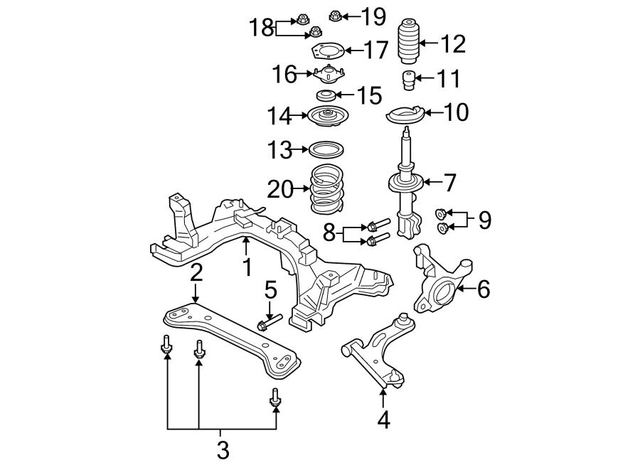 Diagram FRONT SUSPENSION. SUSPENSION COMPONENTS. for your Ford Escape  