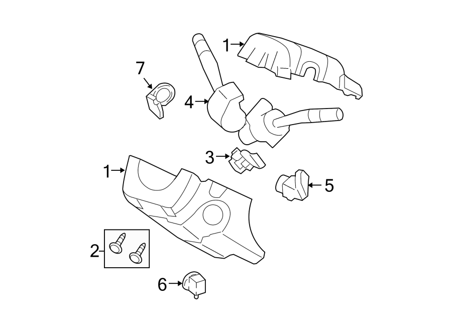 Diagram STEERING COLUMN. SHROUD. SWITCHES & LEVERS. for your 2003 Ford F-150 4.6L Triton (Romeo) V8 A/T RWD King Ranch Extended Cab Pickup Fleetside 