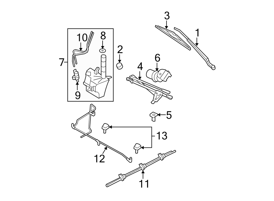 Diagram WIPER & WASHER COMPONENTS. for your Ford F-150  