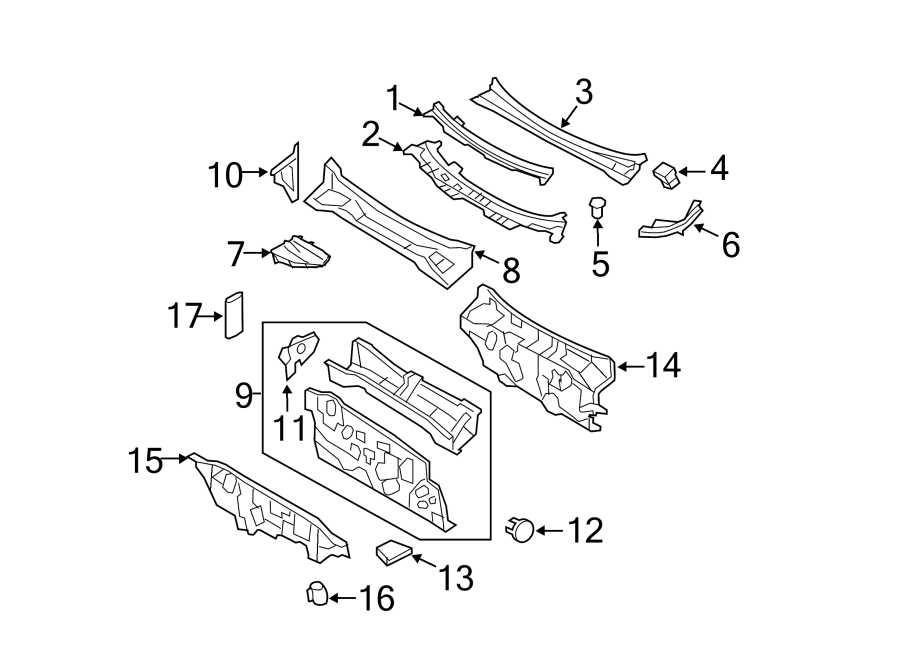 Diagram COWL. for your Ford Escape  