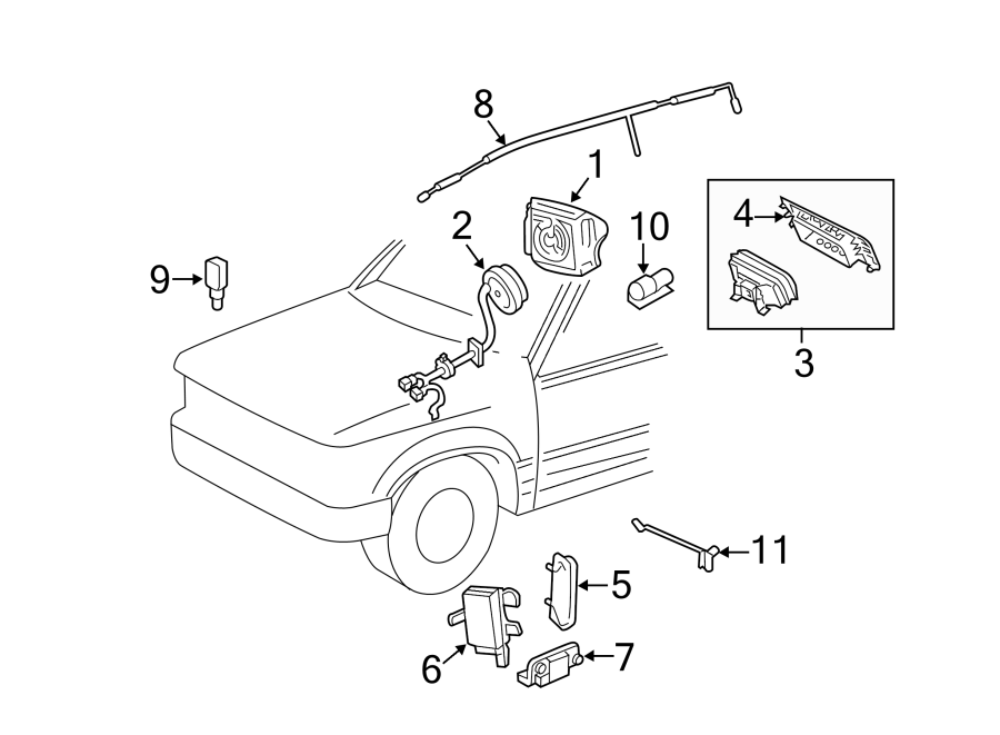 Diagram RESTRAINT SYSTEMS. AIR BAG COMPONENTS. for your Ford