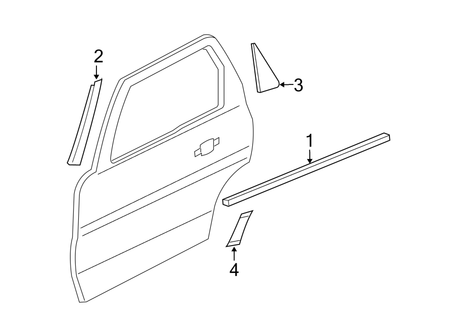 Diagram REAR DOOR. EXTERIOR TRIM. for your 2017 Ford F-350 Super Duty 6.7L Power-Stroke V8 DIESEL A/T RWD XL Extended Cab Pickup Fleetside 