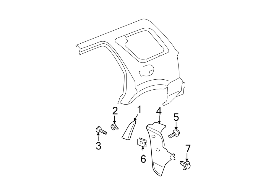 Diagram QUARTER PANEL. EXTERIOR TRIM. for your 2005 Ford F-150 4.6L Triton V8 A/T RWD XL Extended Cab Pickup Fleetside 