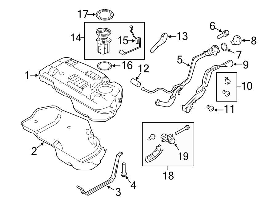 Diagram FUEL SYSTEM COMPONENTS. for your 2008 Ford F-150 5.4L Triton V8 FLEX A/T 4WD XLT Standard Cab Pickup Stepside 