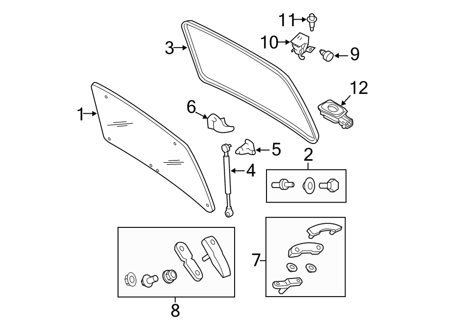 Diagram GLASS & HARDWARE. for your Ford Escape  