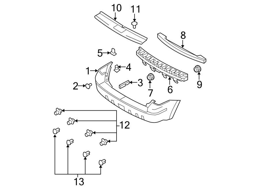 Diagram REAR BUMPER. BUMPER & COMPONENTS. for your 2010 Lincoln MKZ   