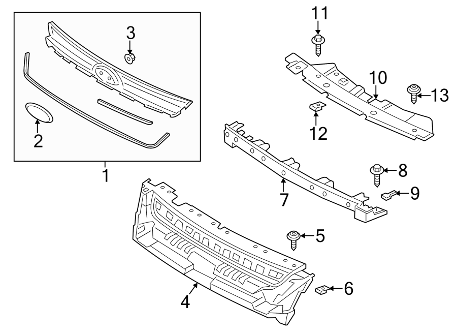 Diagram FRONT BUMPER & GRILLE. for your 2015 Lincoln MKZ Black Label Sedan 3.7L Duratec V6 A/T FWD 