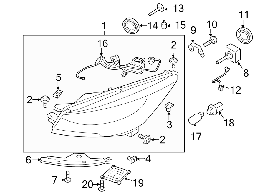 Diagram FRONT LAMPS. HEADLAMP COMPONENTS. for your 2016 Ford Escape   