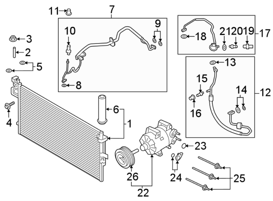 Diagram AIR CONDITIONER & HEATER. COMPRESSOR & LINES. CONDENSER. for your 2010 Ford E-150 5.4L Triton V8 FLEX A/T XLT Standard Passenger Van 