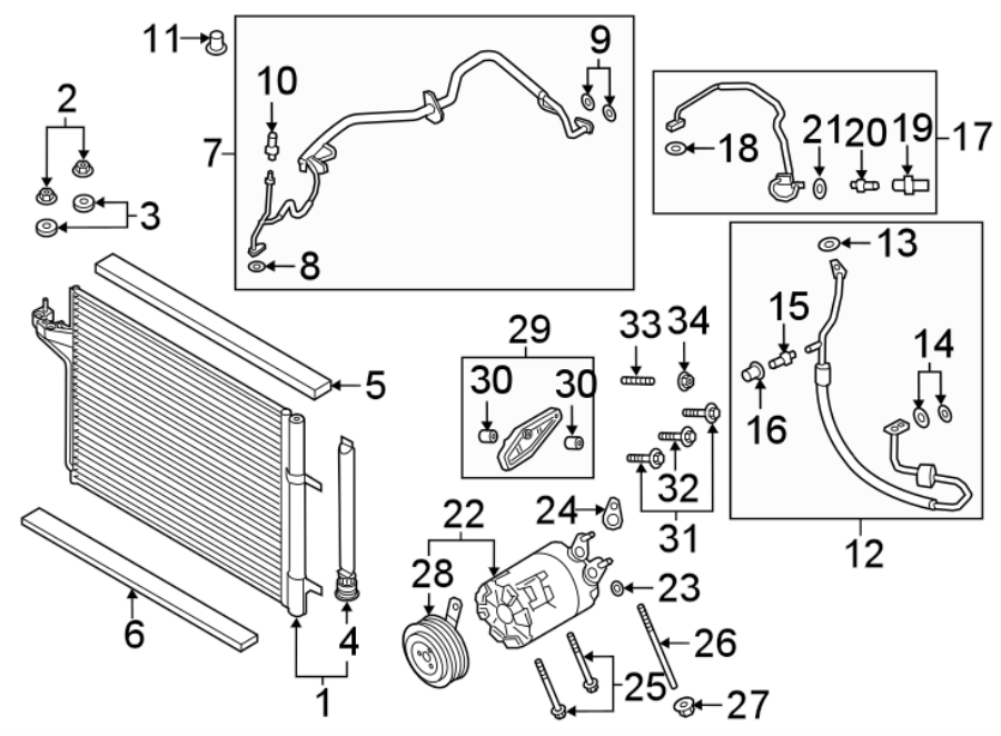 Diagram AIR CONDITIONER & HEATER. COMPRESSOR & LINES. CONDENSER. for your 2010 Ford E-150 5.4L Triton V8 FLEX A/T XLT Standard Passenger Van 