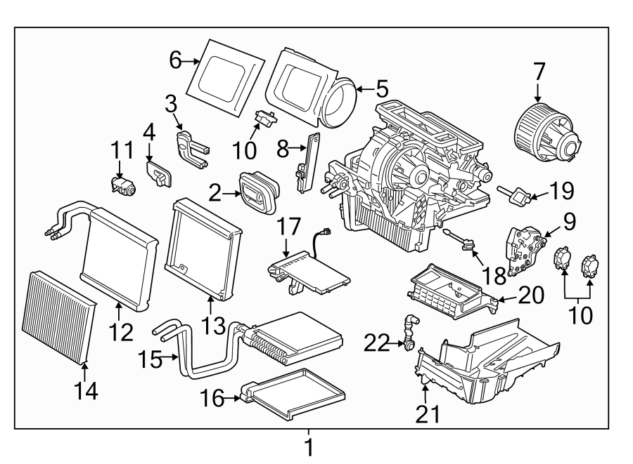 Diagram AIR CONDITIONER & HEATER. EVAPORATOR COMPONENTS. for your Ford Focus  