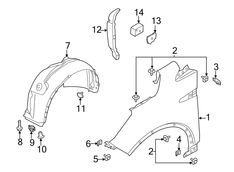 Diagram Fender & components. for your 2019 Lincoln MKZ Base Sedan  