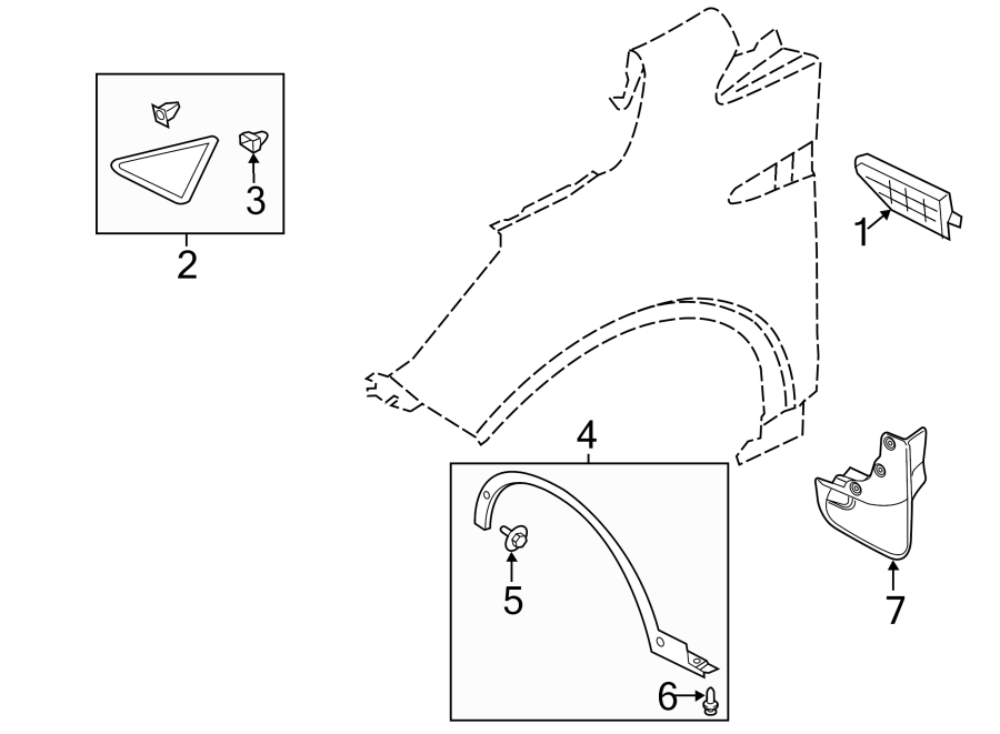 Diagram FENDER. EXTERIOR TRIM. for your 2007 Ford F-150  XLT Extended Cab Pickup Fleetside 