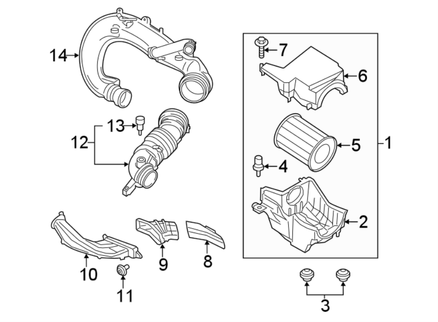 Diagram ENGINE / TRANSAXLE. AIR INTAKE. for your 2020 Ford F-150 3.5L EcoBoost V6 A/T RWD XL Standard Cab Pickup Fleetside 