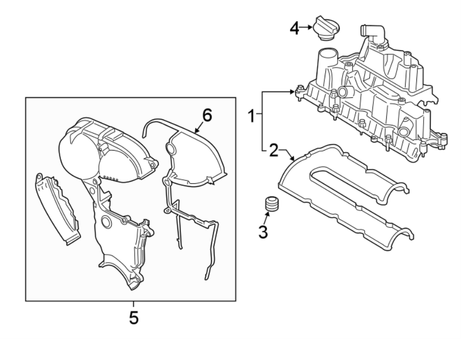 Diagram ENGINE / TRANSAXLE. VALVE & TIMING COVERS. for your 2012 Ford Fusion   