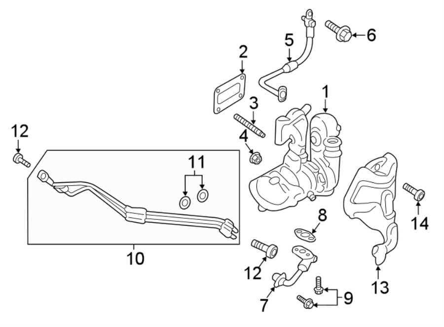 Diagram ENGINE / TRANSAXLE. TURBOCHARGER & COMPONENTS. for your 2019 Lincoln MKZ Hybrid Sedan  