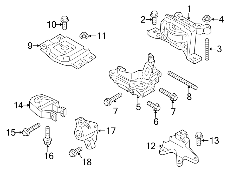 Diagram ENGINE / TRANSAXLE. ENGINE & TRANS MOUNTING. for your 2015 Lincoln MKZ Hybrid Sedan  