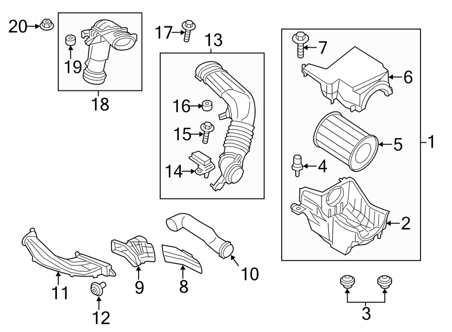 Diagram ENGINE / TRANSAXLE. AIR INTAKE. for your 2007 Lincoln MKZ   