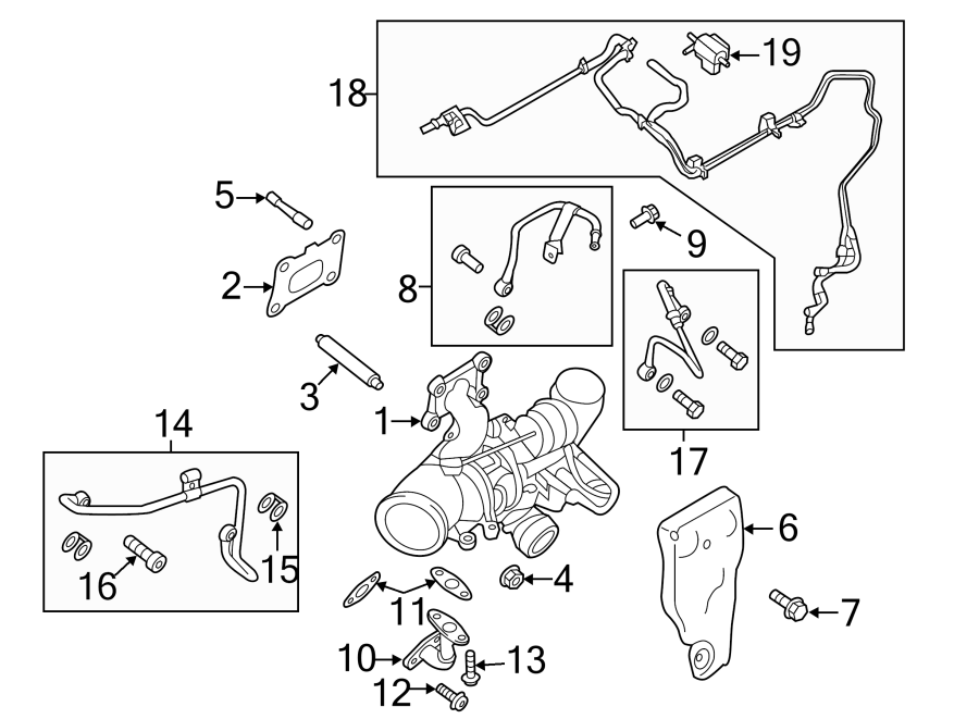 Diagram ENGINE / TRANSAXLE. TURBOCHARGER & COMPONENTS. for your 2014 Lincoln MKZ Hybrid Sedan  