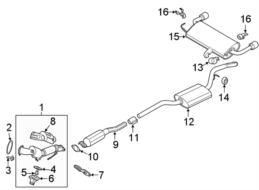 Diagram EXHAUST SYSTEM. EXHAUST COMPONENTS. for your 2019 Lincoln MKZ Base Sedan  