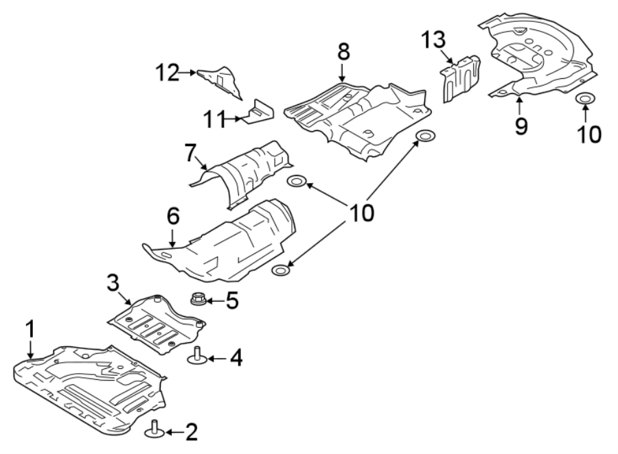 Diagram EXHAUST SYSTEM. HEAT SHIELDS. for your Ford Escape  