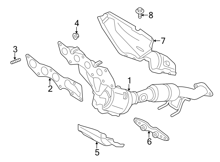 Diagram EXHAUST SYSTEM. EXHAUST MANIFOLD. for your 2014 Lincoln MKZ   