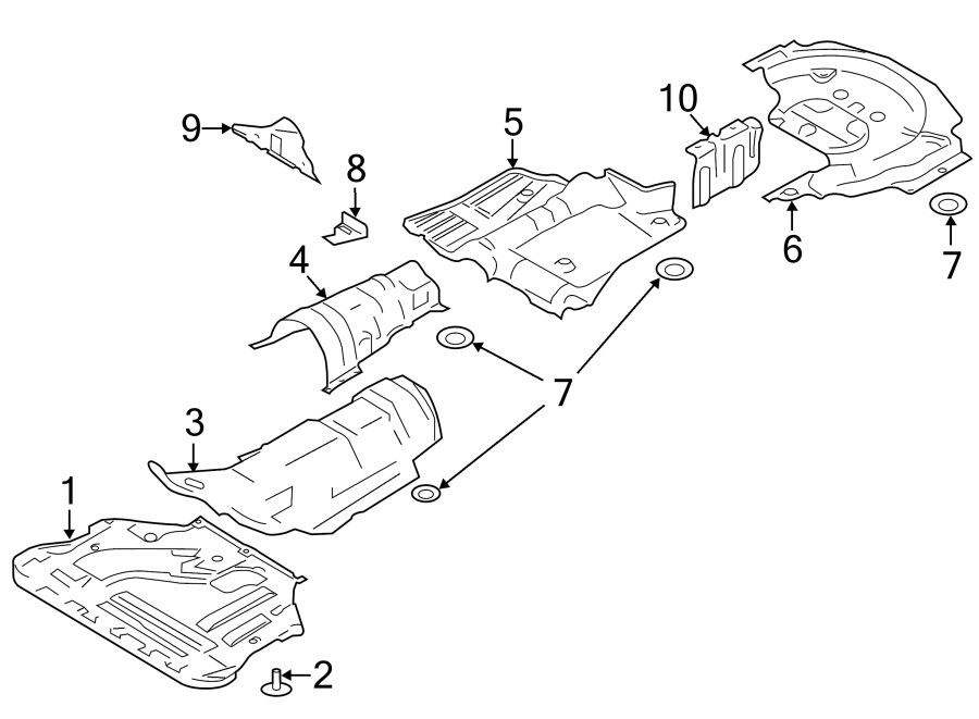 Diagram EXHAUST SYSTEM. HEAT SHIELDS. for your 2013 Ford F-150 3.5L EcoBoost V6 A/T RWD XLT Extended Cab Pickup Fleetside 